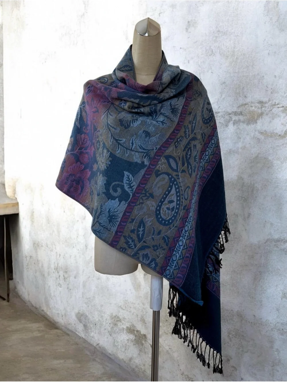 100% Cashmere Pashmina Jacquard Shawl Wrap Scarf Paisley Floral